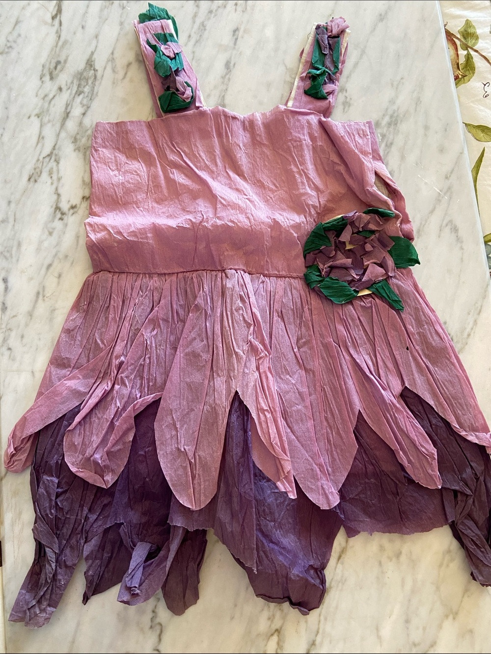 Antique 1920s Handmade Crepe Paper Flower Costume Child Fairy Dress Rare